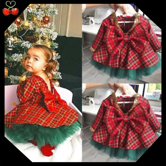 Mary's Cherries Boutique Other - 🍒 2pcs Girls Plaid Bowknot Dress Outfit